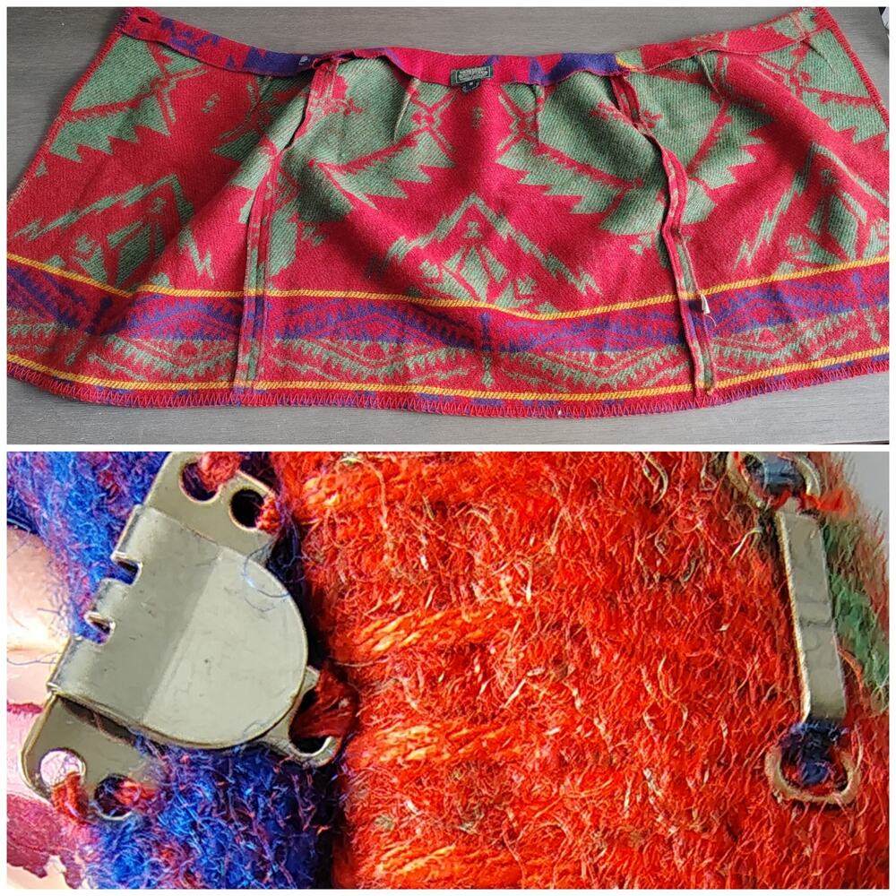 Ralph Lauren Country Wool Southwest Tribal Blanket Skirt Red Blue Green 6 - Picture 15 of 16